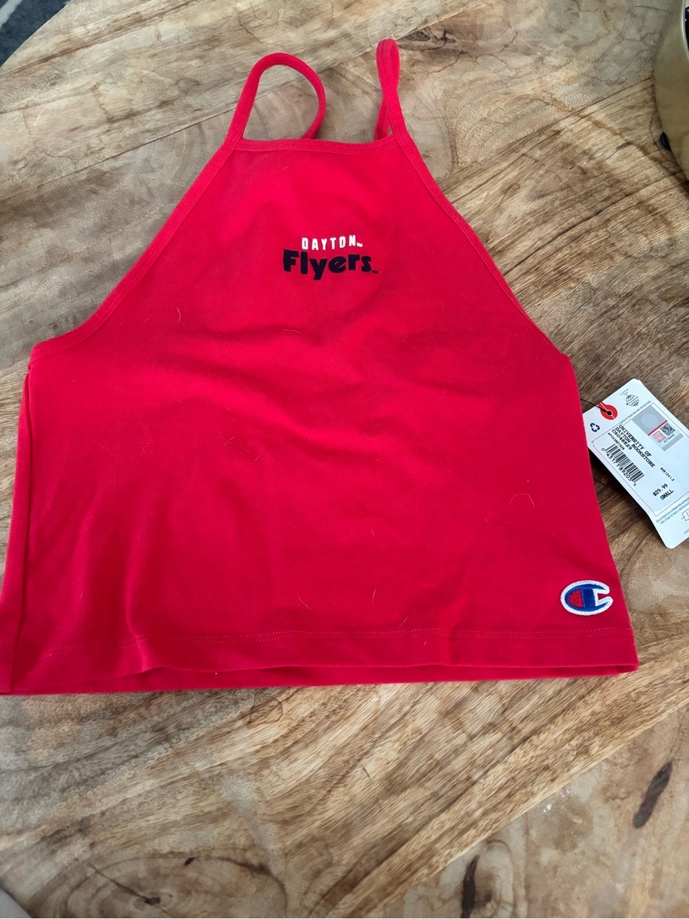 Champion Red Dayton Flyers Crop Halter Tank NWT size small